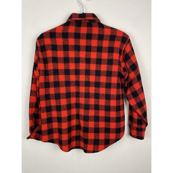 Vintage Melton‎ Buffalo Plaid Wool Jacket Men's Large Red Button Up Made In USA - Picture 3 of 7